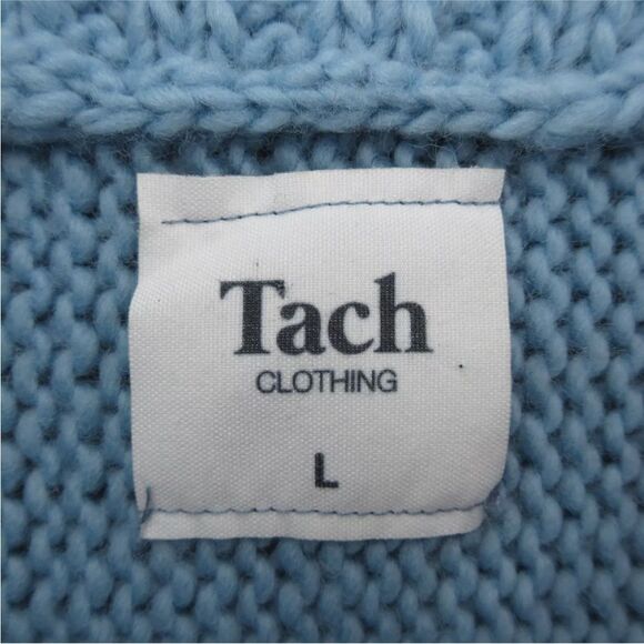 Tach Linette Stripe Sweater Sz L Rust Red Aqua Blue Coastal Grandpa Prep Sporty - Picture 5 of 14